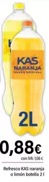 Oferta de Kas - Refresco Naranja O Limon Botella por 0,88€ en Cash Ifa