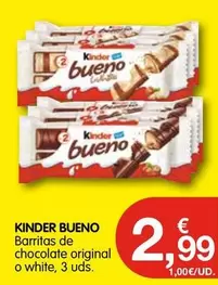 Oferta de Kinder - Bueno Barritas De Chocolate Original O White por 2,99€ en CashDiplo