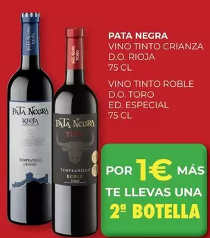 Oferta de Pata Negra - Vino Tinto Crianza D.o. Rioja por 1€ en CashDiplo