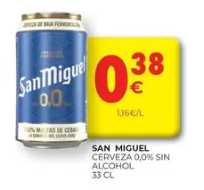 Oferta de San Miguel - Cerveza 0.0% Sin Alcohol por 0,38€ en CashDiplo
