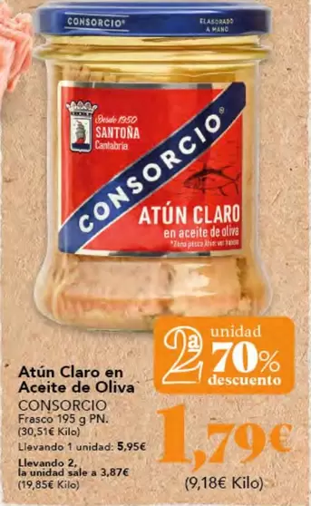 Oferta de Consorcio - Atun Claro En Aceite De Oliva por 5,95€ en Gadis