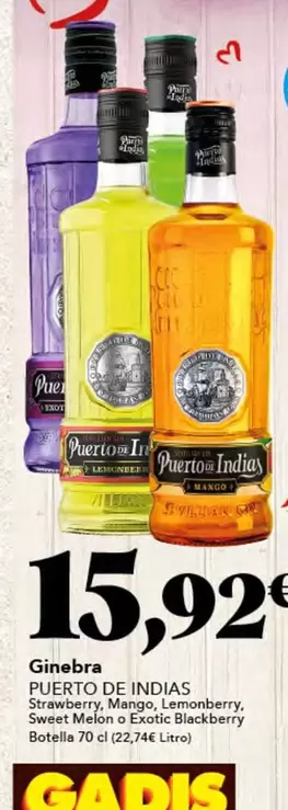 Oferta de Puerto de Indias - Ginebra por 15,92€ en Gadis