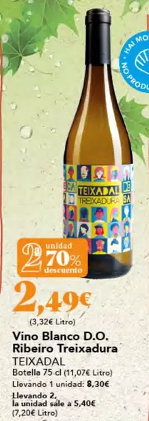 Oferta de Blanco - Vino  D.o. Ribeiro por 3,8€ en Gadis