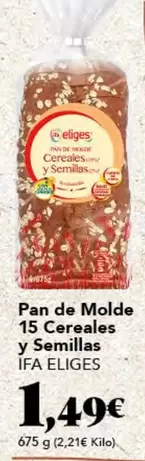 Oferta de Ifa Eliges - Pan De Molde 15 Cereales Y Semillas por 1,49€ en Gadis
