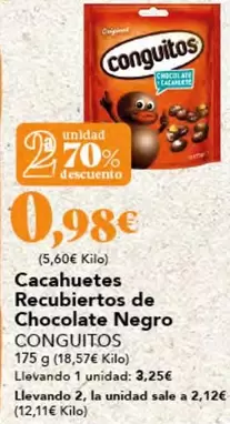 Oferta de Conguitos - Cacahuetes Recubiertos De Chocolate Negro por 3,25€ en Gadis