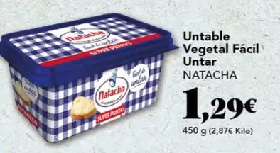 Oferta de Natacha - Untable Vegetal Facil Untar por 1,29€ en Gadis