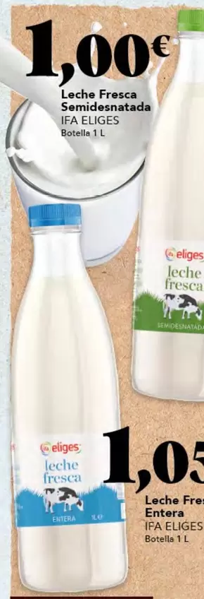 Oferta de Ifa Eliges - Leche Fresca Semidesnatada por 1,05€ en Gadis