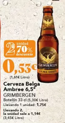 Oferta de Grimbergen - Cerveza Belga Ambree por 0,53€ en Gadis