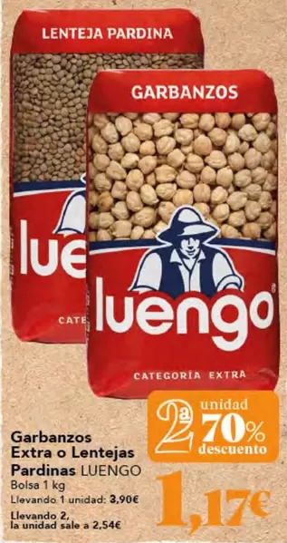 Oferta de Luengo - Garbanzos Extra O Lentejas Pardinas por 3,9€ en Gadis