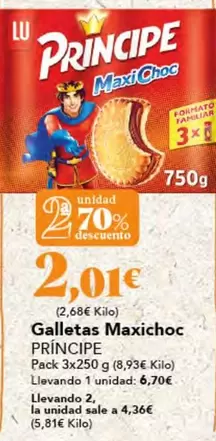 Oferta de Príncipe - Galletas Maxichoc por 6,7€ en Gadis