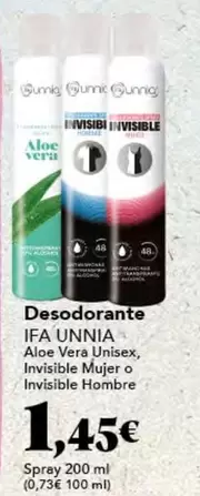 Oferta de Ifa unnia - Desodorante por 1,45€ en Gadis