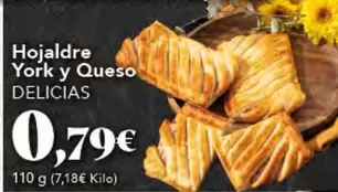 Oferta de Delicias - Hojaldre York Y Queso por 0,79€ en Gadis