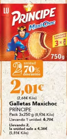 Oferta de Príncipe - Galletas Maxichoc por 2,01€ en Gadis