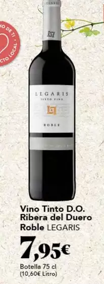 Oferta de Legaris - Vino Tinto D.o. Ribera Del Duero por 7,95€ en Gadis
