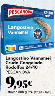 Oferta de Pescanova - Langostino Vannamei Crudo Congelado por 9,95€ en Gadis