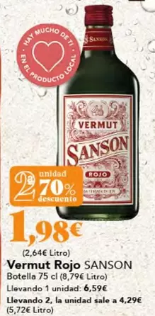 Oferta de Vermut Rojo por 6,59€ en Gadis
