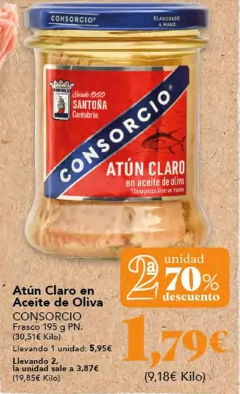 Oferta de Consorcio - Atún Claro En Aceite De Oliva por 5,95€ en Gadis