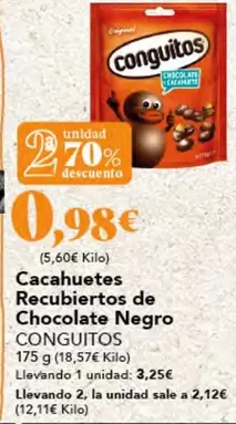 Oferta de Conguitos - Cacahuetes Recubiertos De Chocolate Negro por 3,25€ en Gadis
