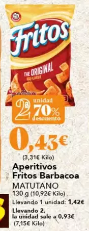 Oferta de Matutano - Aperitivos Fritos Barbacoa por 1,42€ en Gadis