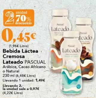 Oferta de Pascual - Bebida Láctea Cremosa por 0,45€ en Gadis