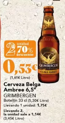 Oferta de Grimbergen - Cerveza Belga Ambree por 1,75€ en Gadis