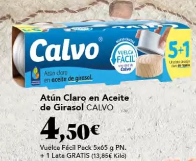 Oferta de Calvo - Atun Claro En Aceite De Girasol por 4,5€ en Gadis