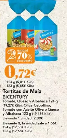 Oferta de Bicentury - Tortitas De Maiz por 2,39€ en Gadis