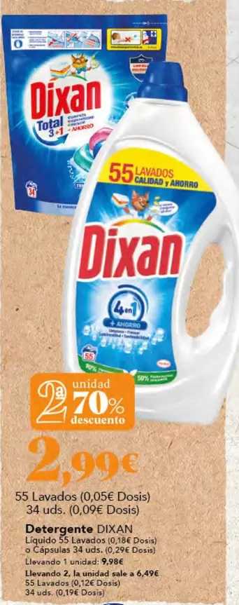 Oferta de Dixan - Detergente por 2,99€ en Gadis