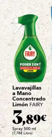 Oferta de Fairy - Lavavajillas A Mano Concentrado Limon por 3,89€ en Gadis