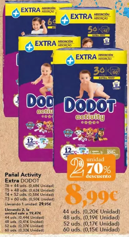 Oferta de Dodot - Pañal Activity Extra por 8,99€ en Gadis