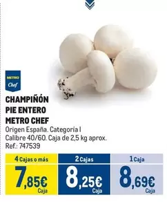 Oferta de Chef - Champiñón Pie Entero por 8,69€ en Makro