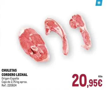 Oferta de Origen - Chuletas Cordero Lechal por 20,95€ en Makro
