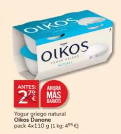 Oferta de OIKOS - Yogur Griego Natural en Consum