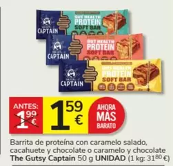 Oferta de Captain - Barrita De Proteina Con Caramelo Salado, Cacahuete Y Chocolate O Caramelo Y Chocolate por 1,59€ en Consum