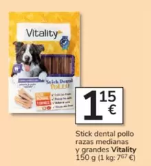 Oferta de Vitality - Stick Dental Pollo Razas Medianas Y Grandes por 1,15€ en Consum