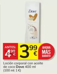 Oferta de Dove - Locion Corporal Con Aceite De Coco por 3,99€ en Consum