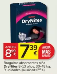 Oferta de DryNites - Braguitas Absorbentes Niña 8-13 Años por 7,39€ en Consum