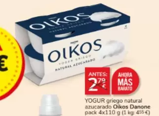 Oferta de Danone - Yogur Griego Natural Azucarado Oikos en Consum