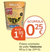 Oferta de Yatekomo - Fideos Orientales De Pollo por 1,55€ en Consum