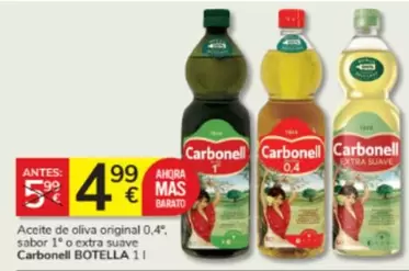 Oferta de Carbonell - Aceite De Oliva Original 0,4° Sabor 1 O Extra Suave por 4,99€ en Consum