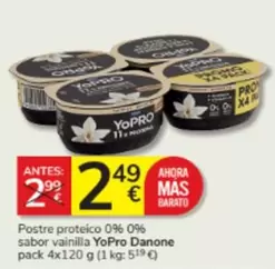 Oferta de Danone - Postre Proteico 0% 0% Sabor Vainilla Yopro por 2,49€ en Consum