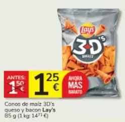 Oferta de Lay's - Conos De Maiz 3d's Queso Y Bacon por 1,25€ en Consum