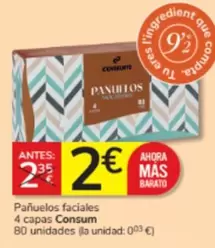 Oferta de Consum - Pañuelos Faciales 4 Capas por 2€ en Consum