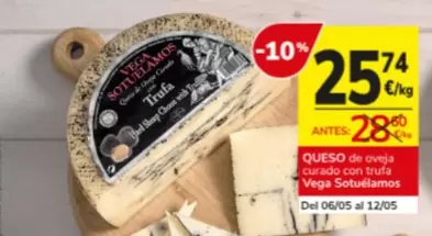 Oferta de Vega Sotuelamos - Queso De Oveja Curado Con Trufa por 25,74€ en Consum