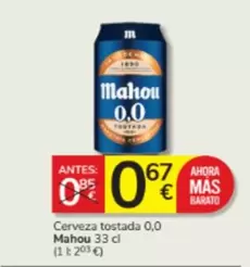 Oferta de Mahou - Cerveza Tostada 0.0 por 0,67€ en Consum