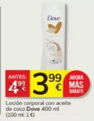Oferta de Dove - Locion Corporal Con Aceite De Coco por 3,99€ en Consum