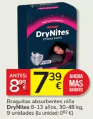 Oferta de DryNites - Braguitas Absorbentes Niña 8-13 Años por 7,39€ en Consum