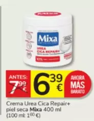 Oferta de Mixa - Crema Urea Cica Repair+ Piel Seca por 6,39€ en Consum