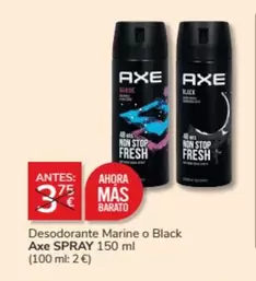 Oferta de Axe - Desodorante Marine O Black por 3€ en Consum