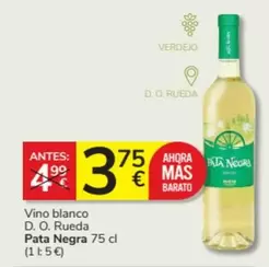 Oferta de Pata Negra - Vino Blanco D.o. Rueda por 3,75€ en Consum